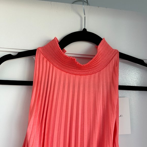 A.L.C. Renzo Asymmetrical Halter Pleated Midi Dress SZ 00 Maillot Smocked - Picture 8 of 12